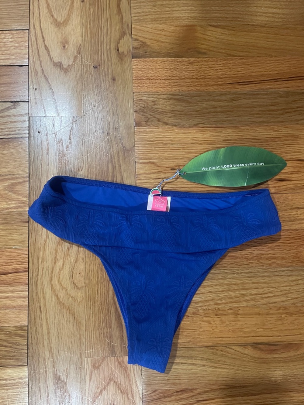 Farm Rio blue bikini bottom size L ((12/14)